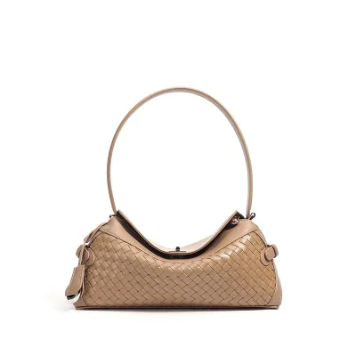 Genuine Leather Woven Underarm Bag
